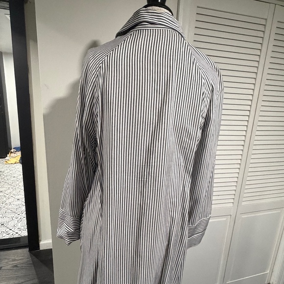 Navy and White Stripe Button Down Blouse - Picture 2 of 4